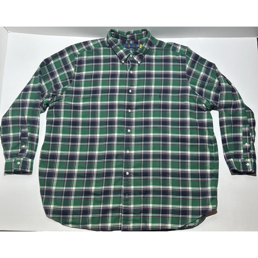 Ralph Lauren Polo Shirt Mens Size 3XB Plaid Performance Long Sleeve Casual EUC